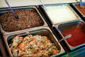 catering buffet from La Mesa Mexican Restaurant